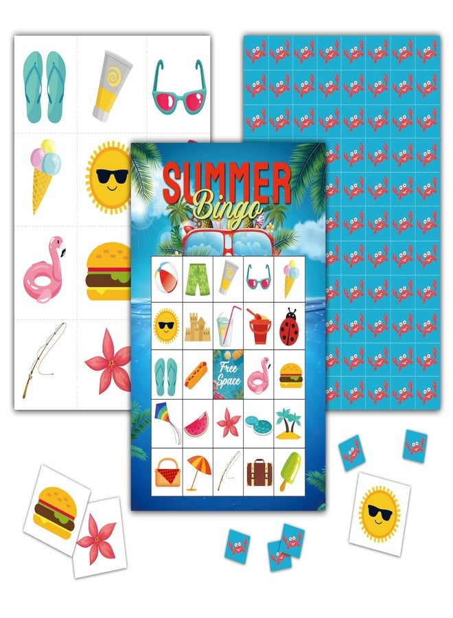 KFNER Summer Bingo Games - Hawaiian Luau Bingo Card - 24 Players Beach Bingo Game Set for Adult Family Friends - School Classroom Outdoor Activities - Tropical Summer Party Favors Supplies -C05 - Image 1